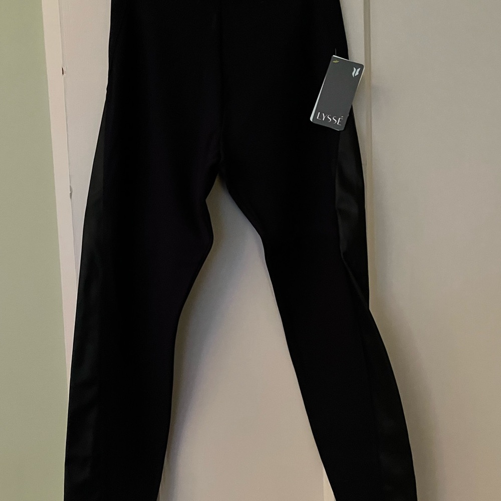 Navy Leggings with Leather
